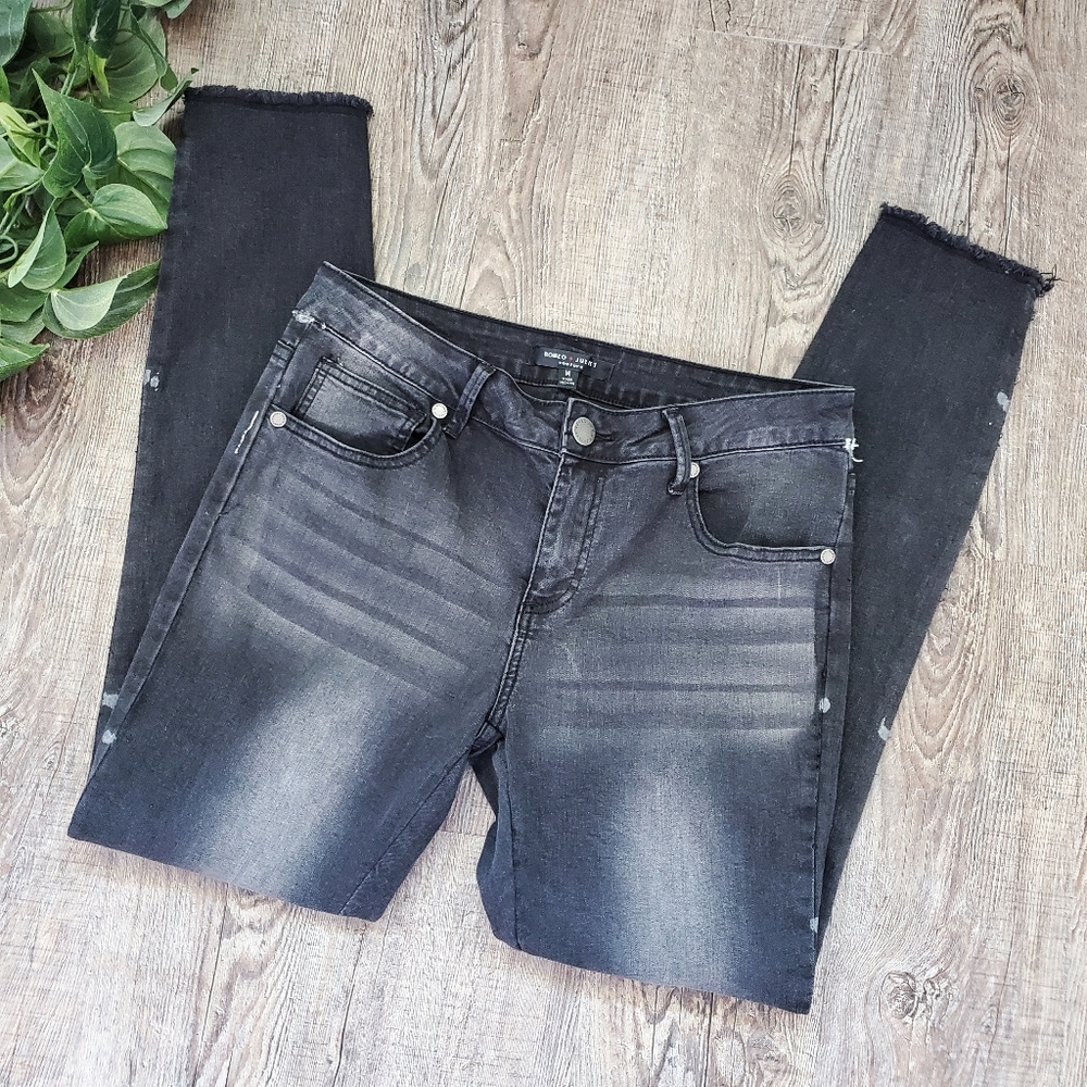 Romeo & Juliet Skinny Jeans Distressed Black Gray Grunge Goth Punk Rocker Y2K